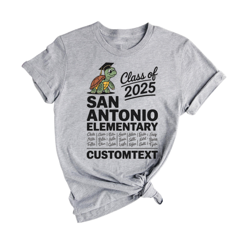 San Antonio Elementary Class Of 2025 Trip Shirt – Cute Turtle Mascot Graduation Tee
