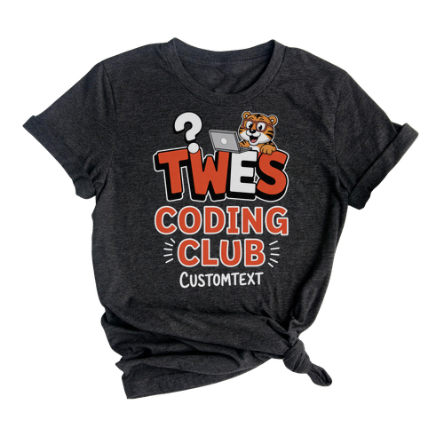 TWES Coding Club Shirt – Cute Tiger Laptop Design, Fun Retro Custom School Tee