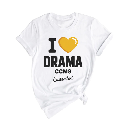 I Love Drama Shirt - CCMS Drama Club Custom Tee, Fun Bold Retro School Style