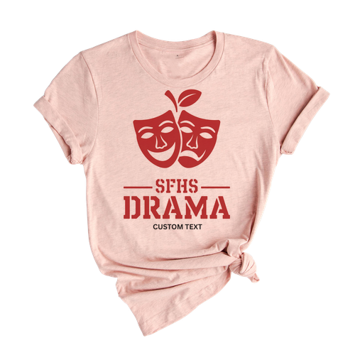 Retro Theater Drama Club Shirt – SFHS Custom Red Mask Apple Logo Style Tee