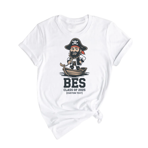 Pirate Mascot Graduation Tee – BES Class of 2025 Custom Shirt