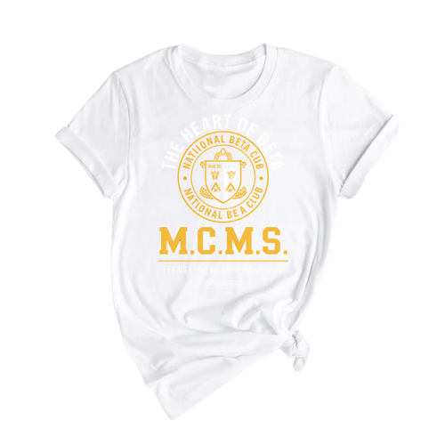 M.C.M.S. National Beta Club Shirt – Custom Club Tee, The Heart of Beta Motto Design, Retro Academic Style