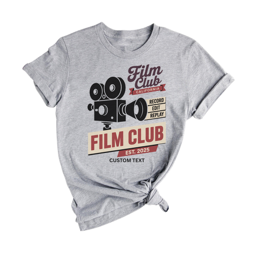 California Film Club Shirt – Est. 2025 Custom Retro Movie Camera Style Tee
