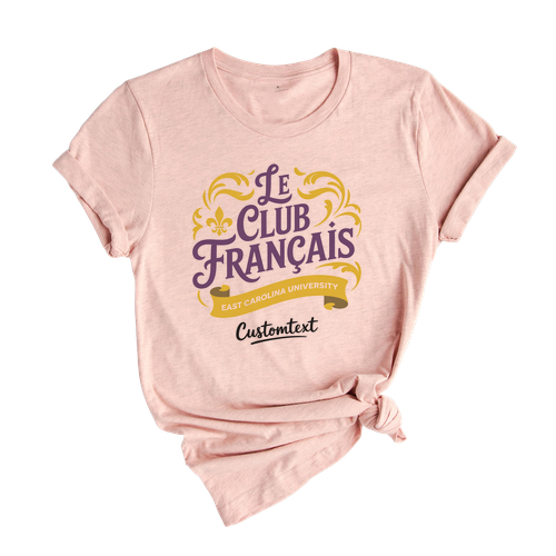 East Carolina University French Club Shirt – Le Club Français Royal Purple Gold Style Tee