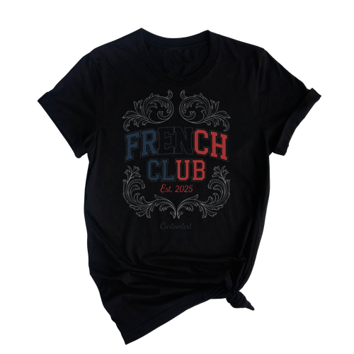 French Club Est. 2025 Shirt – Custom Retro Baroque Style Student Tee