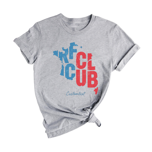 French Club Map Shirt - Custom Tee with FRENCH CLUB Typography Inside France Shape, Retro Minimal Style