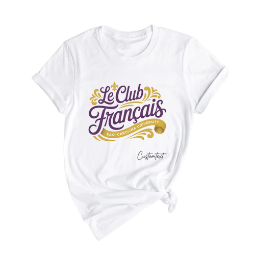 Le Club Français Shirt – Custom East Carolina University French Club Royal Purple & Gold Tee