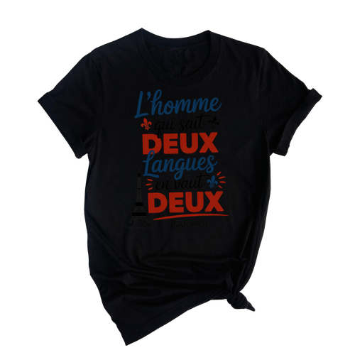 L’homme Qui Sait Deux Langues Shirt - Custom FHS French Club Tee, Inspirational Bilingual Quote Style