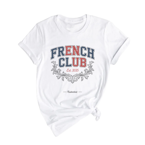 Retro Baroque French Club Shirt – Est. 2025 Custom Student Language Tee