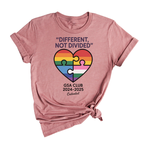 Different, Not Divided GSA Club 2024-2025 Retro Heart Custom GSA Club Shirt