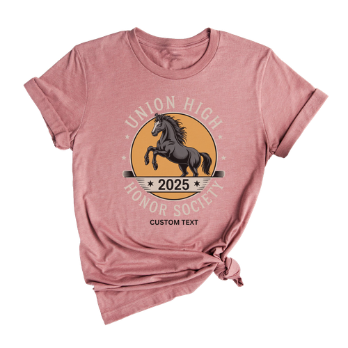 Union Honor Society Shirt 2025 – Custom Mustang Crest Club Tee, Retro School Pride Style