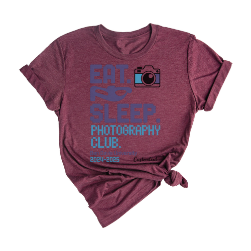 Eat Sleep Photography Club Ben Davis University 2024-2025 Customtext Fun Custom Photography Club Shirt