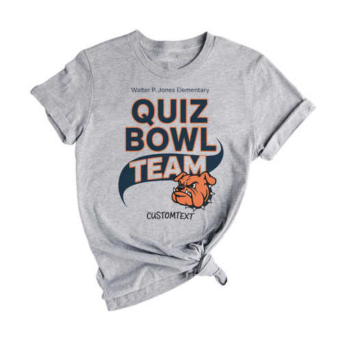 Custom Walter P. Jones Quiz Bowl Tee – Bold Bulldog Mascot School Club Shirt