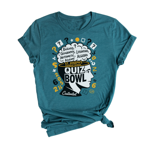St. Josephh’s Quiz Bowl 25 Club Shirt Custom – Fun Retro Brainstorm Style for Catholic School Teams