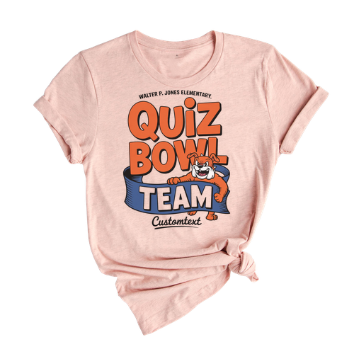 Walter P. Jones Quiz Bowl Team Shirt Custom – Bold School Club Tee with Angry Bulldog Mascot