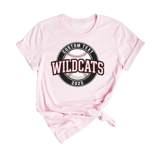 Club Sport Team Wildcats 2025 Tee – Custom Baseball Varsity Circle Shirt