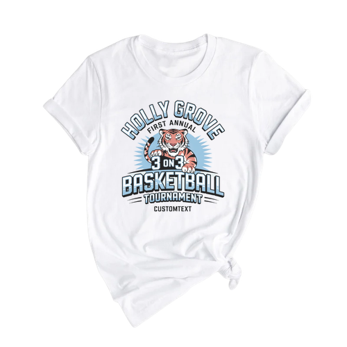 Holly Grove Tiger 3v3 Basketball Tournament Custom Fun Club Sport Team T-Shirt