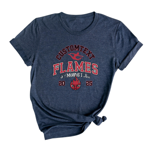 Flames Gymnastics Club Sport Team T-shirt – 2025 Varsity Mascot Custom Edition