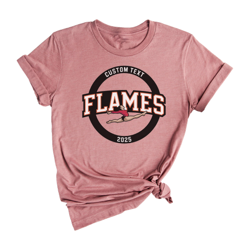 Gymnastics Club Sport Team T-shirt – Flames 2025 Varsity Circle Custom School Design
