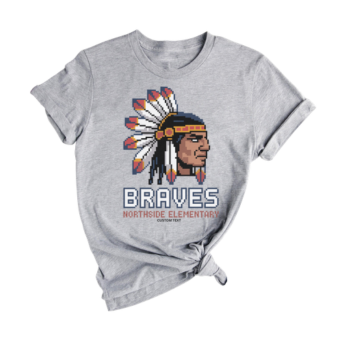 Retro Pixel Braves Mascot Custom Northside Elementary Varsity T-shirt