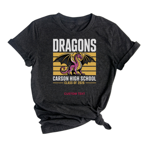 Custom Carson High School Dragons Class of 2026 Vintage Mascot T-shirt
