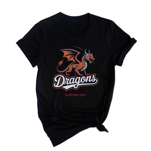 Custom Dragons Mascot Shirt – Vintage Townsend High School Pride Retro T-shirt