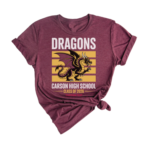Custom Retro Dragons Mascot Carson High School Class of 2026 T-shirt