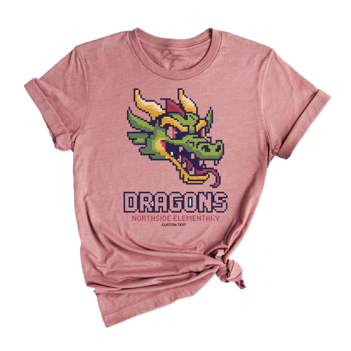Custom Retro Pixel Dragons Mascot Northside Elementary Vintage Gamer T-shirt
