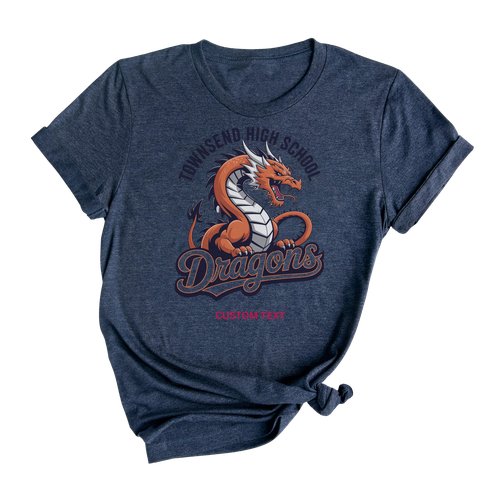Custom Retro Townsend High School Dragons Mascot Vintage T-shirt