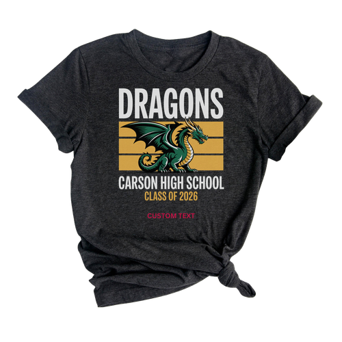 Retro Dragons Mascot Carson High School Class of 2026 T-shirt