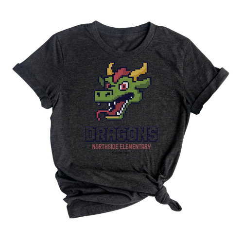 Retro Pixel Dragons Mascot Custom Northside Elementary Varsity T-shirt