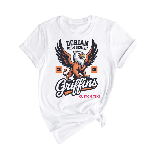 Custom Athletic Dorian High School Griffins 2026 Varsity T-shirt
