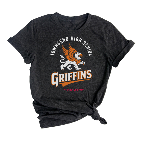 Custom Retro Townsend High School Griffins Mascot Bold T-shirt