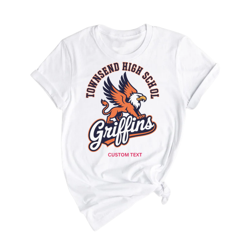 Custom Retro Townsend High School Griffins Mascot Varsity T-shirt
