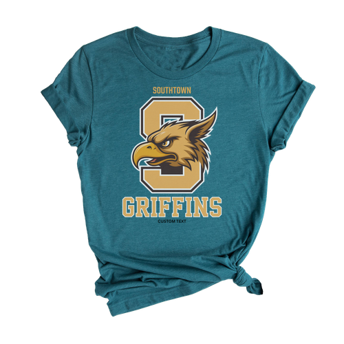 Custom Southtown Griffins Mascot Retro Varsity Block Letter Vintage T-shirt