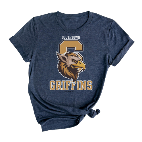 Personalized Griffins School Team Golden Tan Varsity Style Block Logo T-shirt