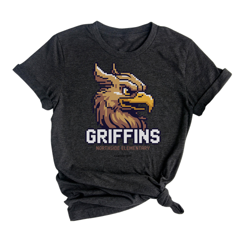 Vintage School Spirit Griffins Mascot 8-Bit Pixel Custom Team Pride T-shirt