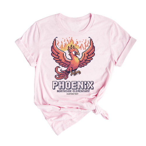 Vintage School Spirit Phoenix Mascot 8-Bit Pixel Custom Team Pride T-shirt