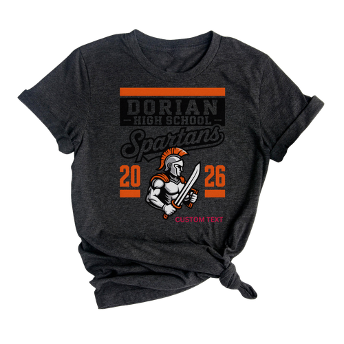 Custom Dorian High School Spartans Team Retro 2026 Sword Mascot T-shirt