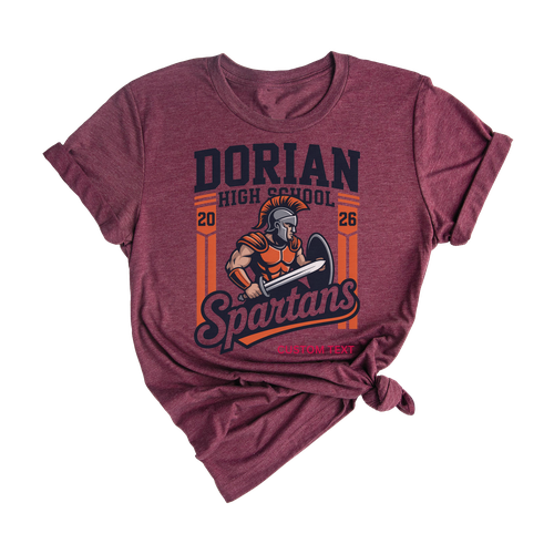 Custom Dorian High School Spartans Team Retro 2026 Warrior Mascot T-shirt