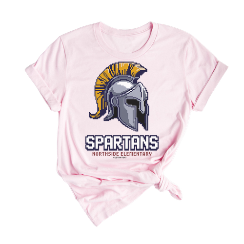 Vintage School Spirit Spartans Mascot 8-Bit Pixel Custom Team Pride T-shirt