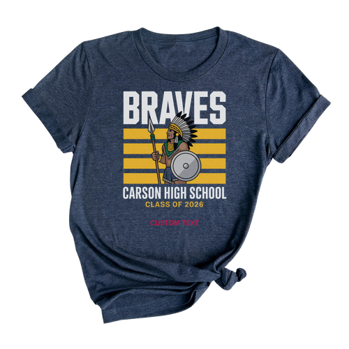 Custom Carson High School Braves 2026 Warrior T-shirt