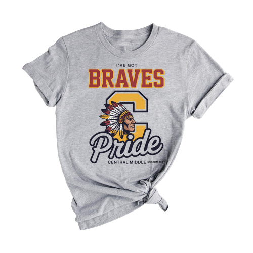 Custom School Team Retro Braves Varsity Vintage Team T-shirt