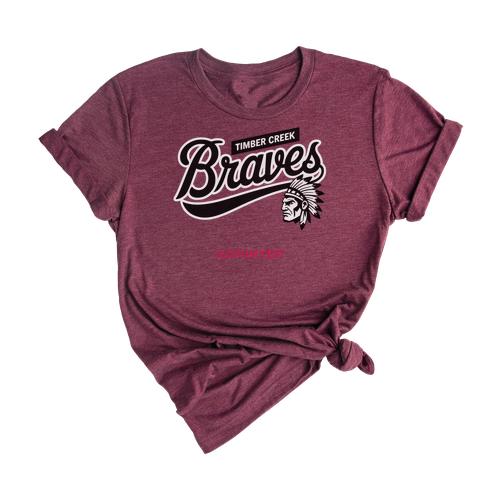 Custom Timber Creek Braves Mascot Retro Team T-shirt